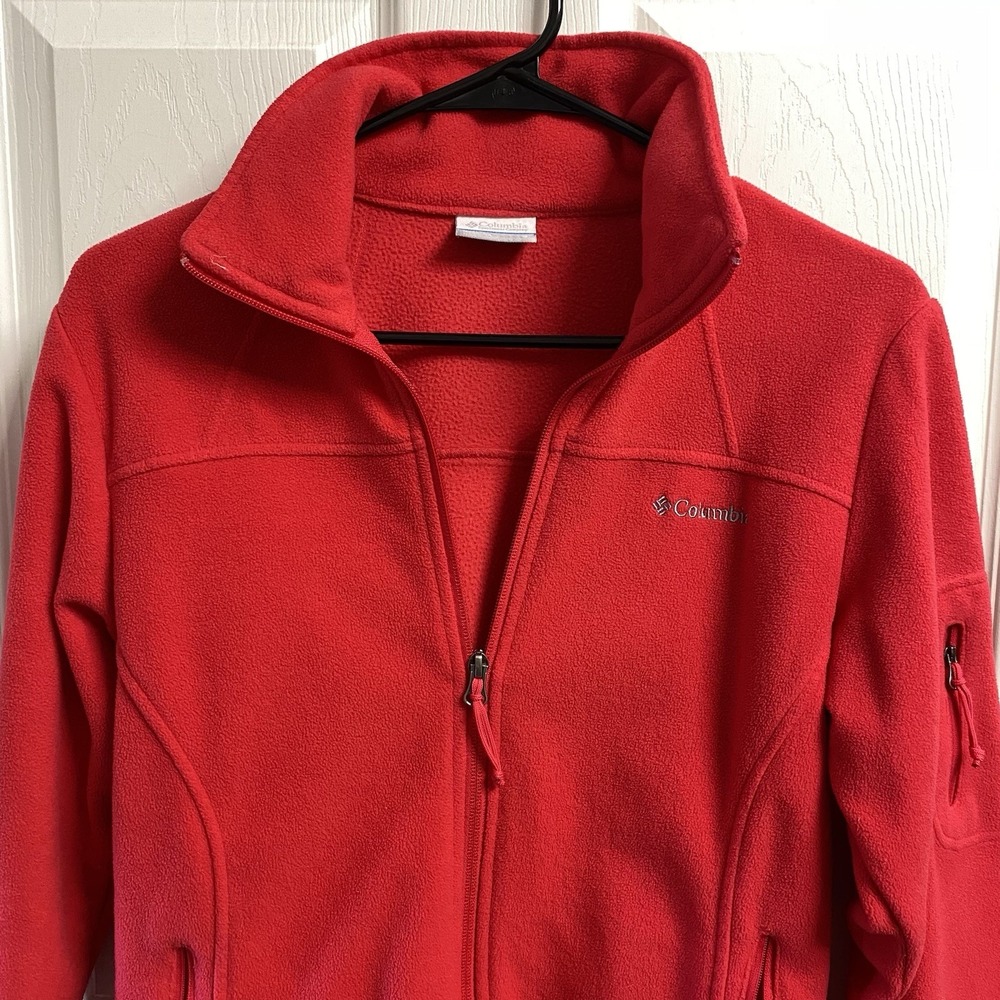 Columbia Fast Trek II Women's Full Zip Fleece Sweater Jacket Light‎ Red Sz.S EUC